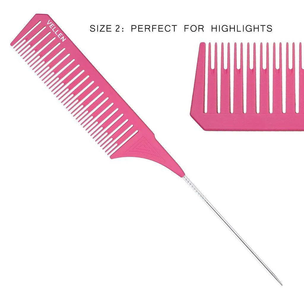Vellen Hair Pemium Tail Comb Set Purple Pink Trio**