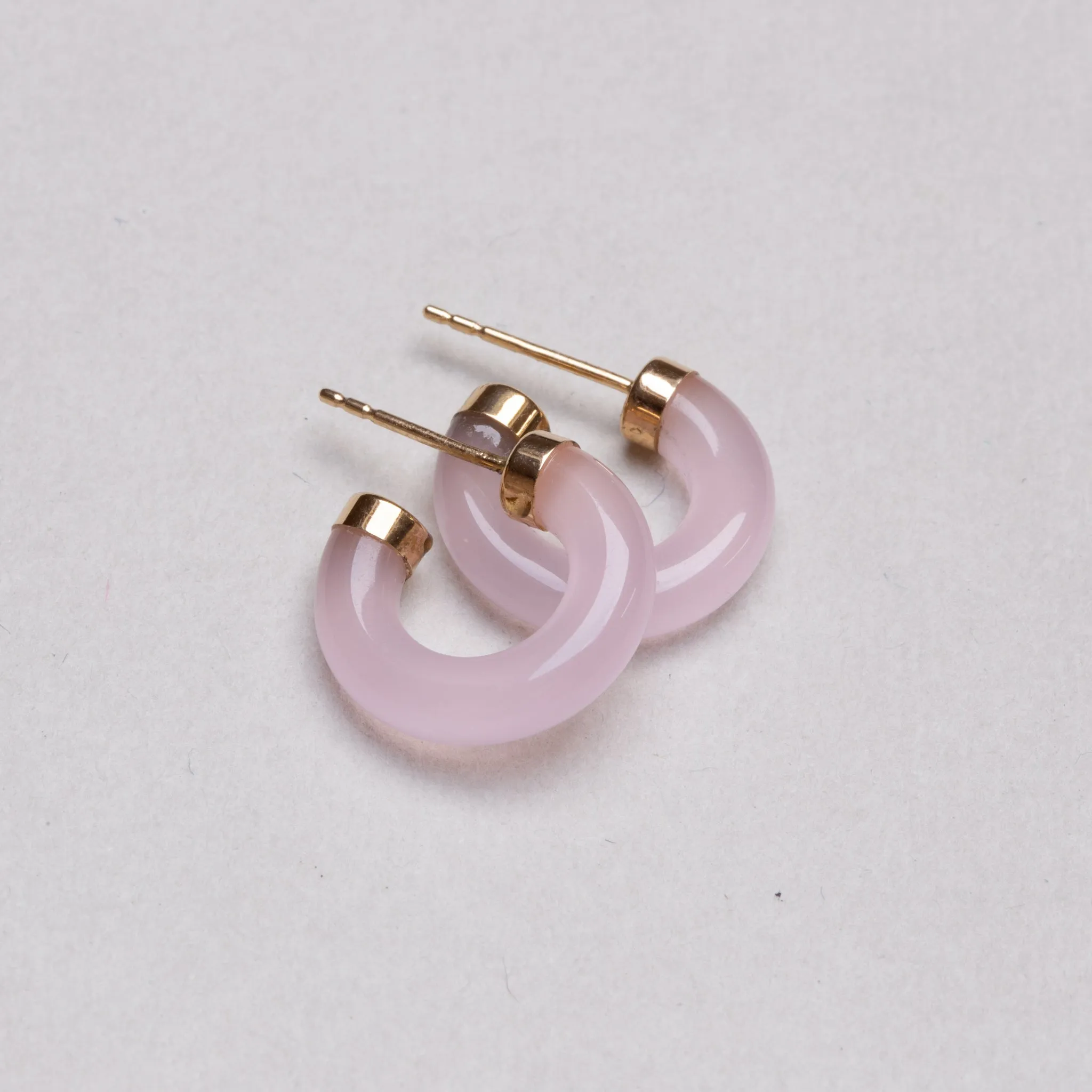 Vintage 14ct Gold Rose Quartz Hoop Earrings