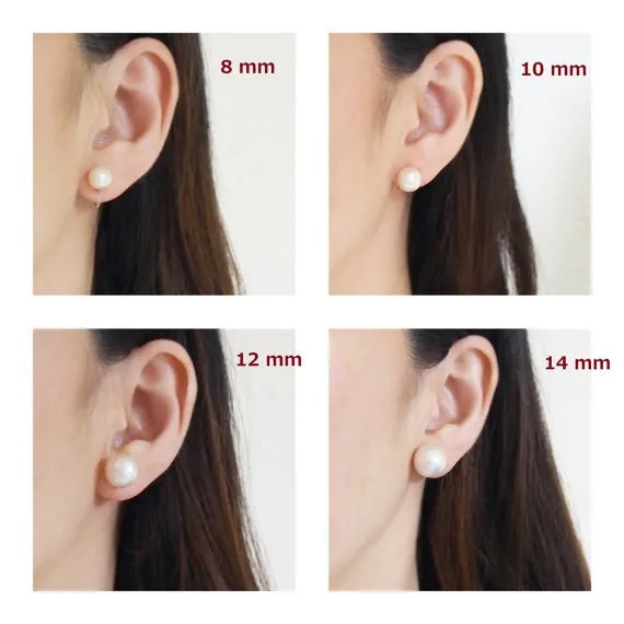 White cotton pearl invisible clip on stud earrings