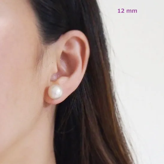 White cotton pearl invisible clip on stud earrings