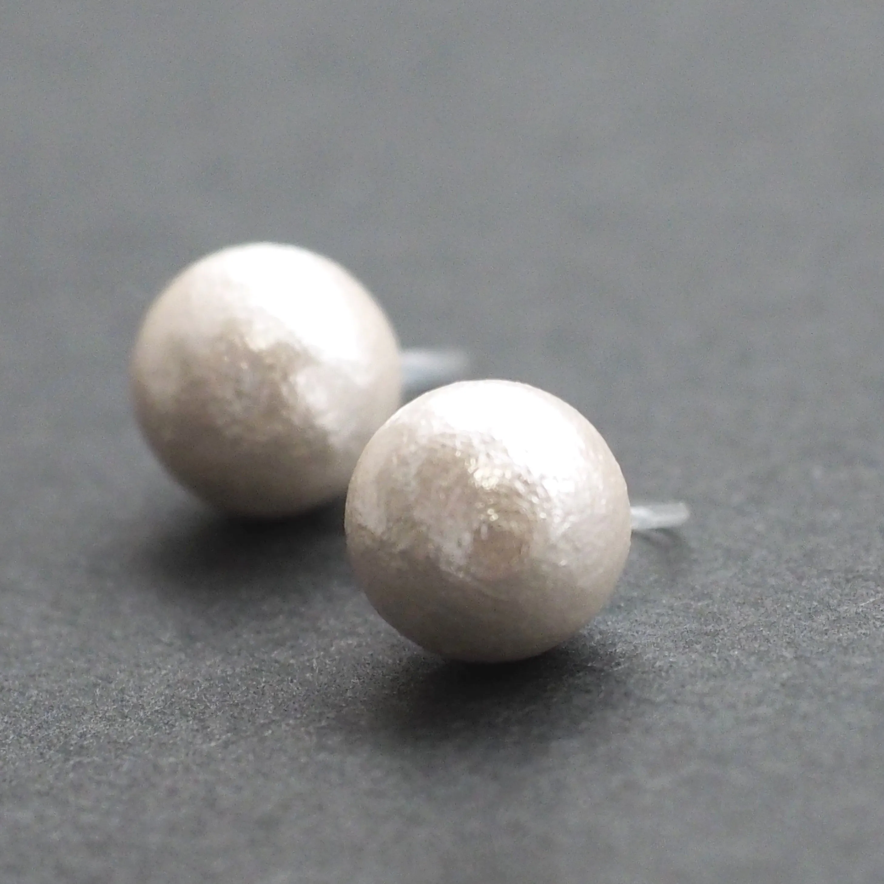 White cotton pearl invisible clip on stud earrings