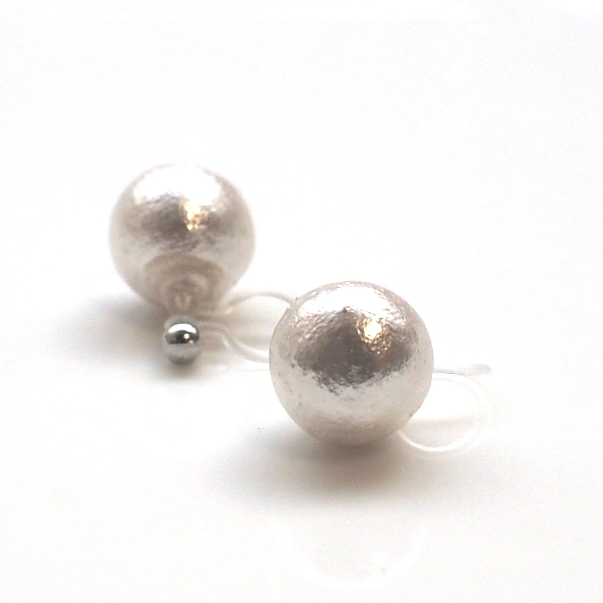 White cotton pearl invisible clip on stud earrings