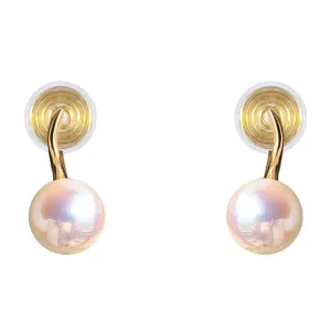 White Freshwater Pearl & Gold Hoop Coil Clip On Earrings