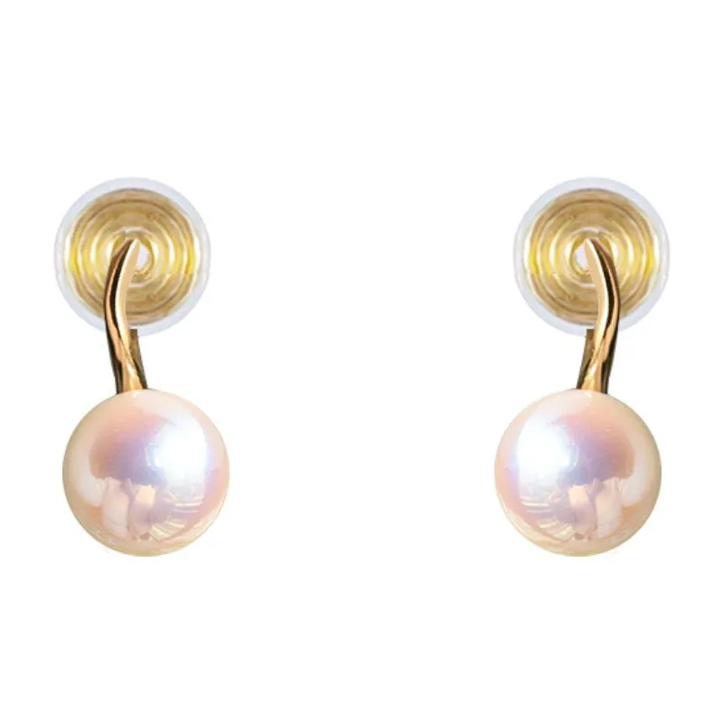 White Freshwater Pearl & Gold Hoop Coil Clip On Earrings