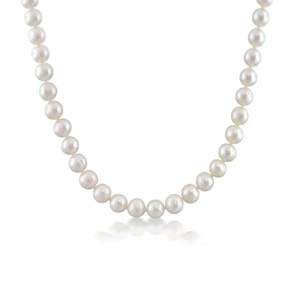 White Pearl Necklace for Men | Iconic 7-8mm White Cultured Pearl Neklace for men