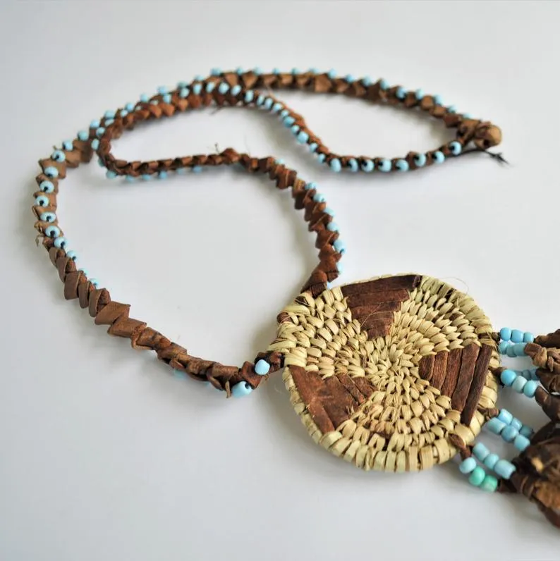 Woman leather necklace, Tribal jewelry