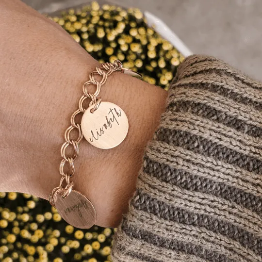 Yellow Gold Filled Name Charm Bracelet