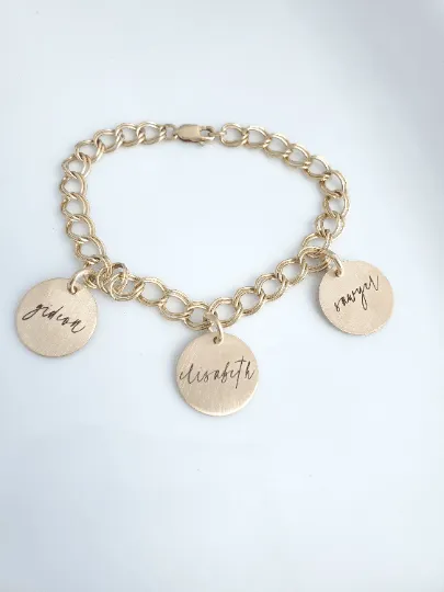 Yellow Gold Filled Name Charm Bracelet