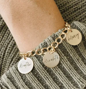 Yellow Gold Filled Name Charm Bracelet
