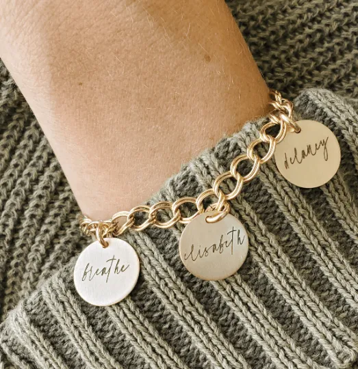 Yellow Gold Filled Name Charm Bracelet