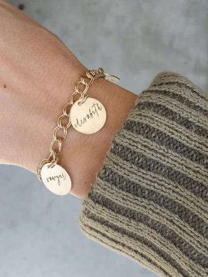 Yellow Gold Filled Name Charm Bracelet
