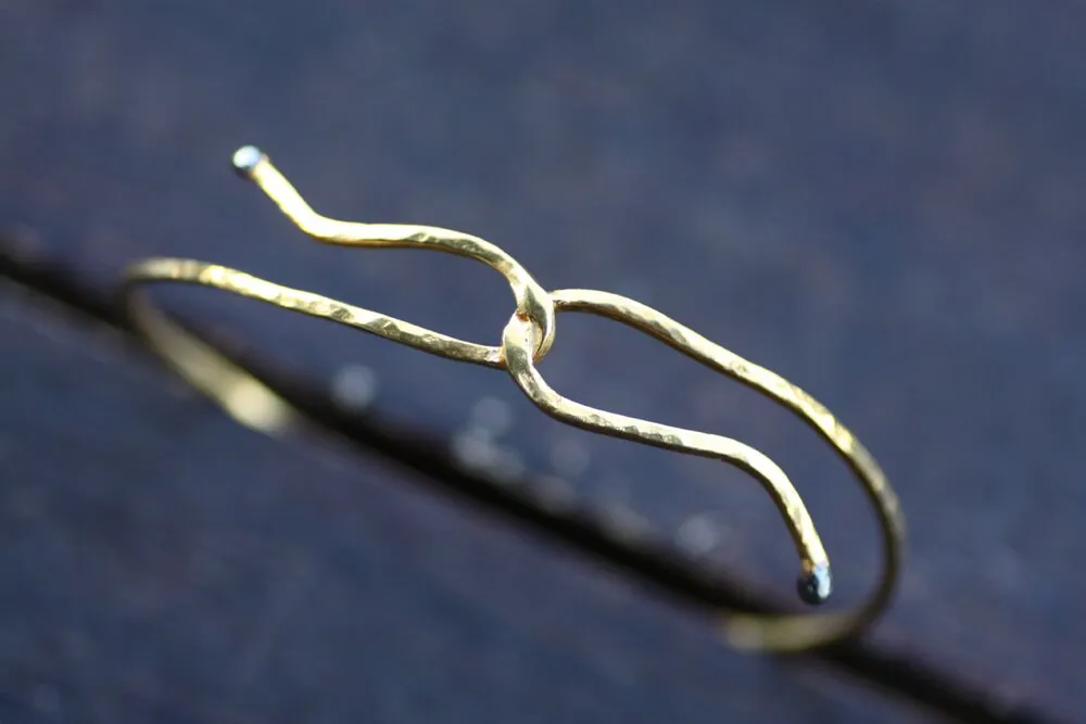 Yellow gold plated Sterling Silver wire bangle
