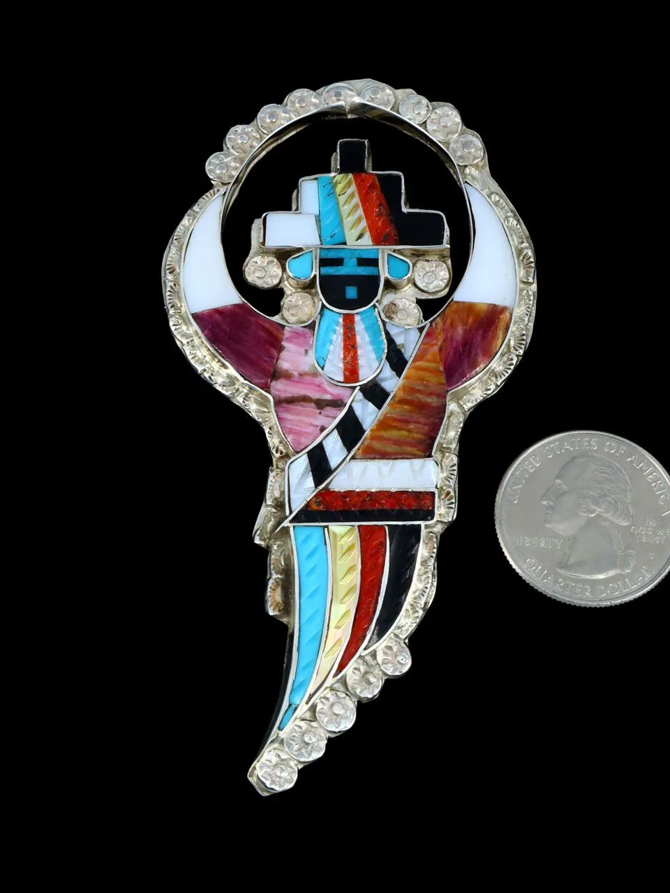Zuni Inlay Rainbow Dancer Pin/Pendant