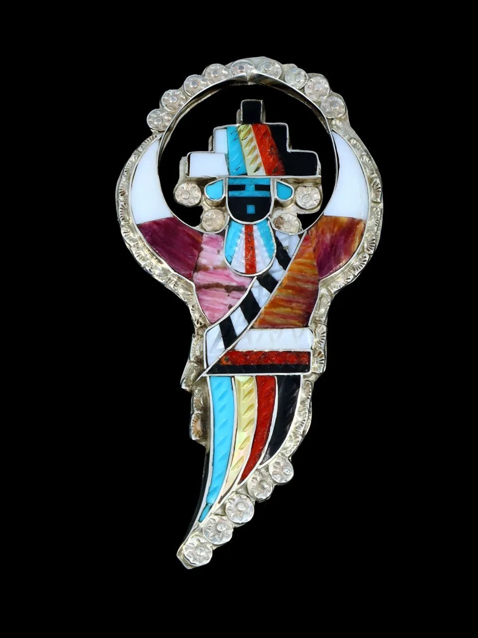 Zuni Inlay Rainbow Dancer Pin/Pendant